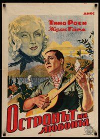 7p142 L'ILE D'AMOUR Bulgarian '44 Maurice Cam, great different art of Tino Rossi playing guitar!
