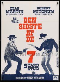 7p605 5 CARD STUD Danish '69 Dean Martin & Robert Mitchum point guns at each other!