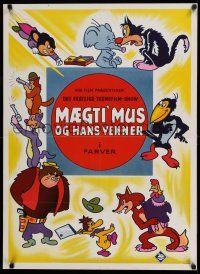7p649 MAEGTI' MUS OG HANS VENNER Danish '70s wacky cartoon art of Mighty Mouse & friends!
