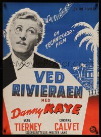 7p657 ON THE RIVIERA Danish '52 Corinne Calvet, wacky Danny Kaye, different!