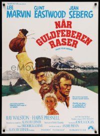 7p660 PAINT YOUR WAGON Danish '69 art of Clint Eastwood, Lee Marvin & pretty Jean Seberg!
