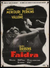 7p664 PHAEDRA Danish '62 great artwork of sexy Melina Mercouri & Anthony Perkins, Jules Dassin