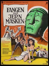 7p667 PRISONER OF THE IRON MASK Danish '62 cool art of the most terrifying torture ever devised!