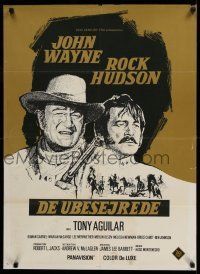 7p708 UNDEFEATED Danish '69 John Wayne & Rock Hudson rode where no one else dared!