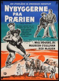 7p715 WILD HERITAGE Danish '58 Will Rogers Jr. & Maureen O'Sullivan in a bold and reckless land!
