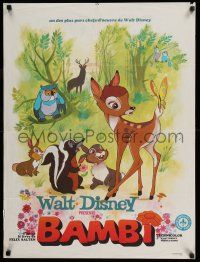 7p176 BAMBI French 24x32 R60s Walt Disney cartoon deer classic, great art with Thumper & Flower!