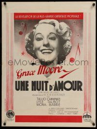 7p195 ONE NIGHT OF LOVE French 24x32 '34 close up headshot art of pretty Grace Moore & full-length!