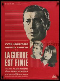 7p206 WAR IS OVER French 23x32 '66 Alain Resnais' La guerre est finie, Yves Montand, Ingrid Thulin