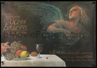 7p523 BABETTE'S FEAST Polish 27x38 '89 great Wieslaw Walkuski art of angel & feast!