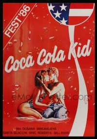7p302 COCA-COLA KID Yugoslavian 18x27 '86 Eric Roberts, sexy art w/famous soda logo!