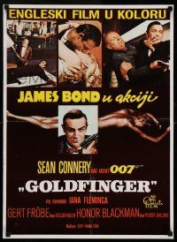 7p326 GOLDFINGER Yugoslavian 20x27 R70s great images of Sean Connery as James Bond 007!