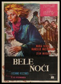 7p371 WHITE NIGHTS Yugoslavian 20x28 '57 Luchino Visconti's Le Notti bianche!