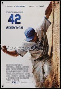 7r023 42 advance DS 1sh '13 baseball, image of Chadwick Boseman as Jackie Robinson sliding home!