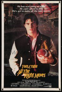 7r034 ALL THE RIGHT MOVES 1sh '83 close up of high school football player Tom Cruise!