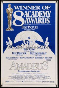 7r035 AMADEUS awards 1sh '84 Milos Foreman, Mozart biography, winner of 8 Academy Awards!