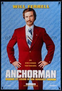 7r044 ANCHORMAN teaser DS 1sh '04 The Legend of Ron Burgundy, image of newscaster Will Ferrell!