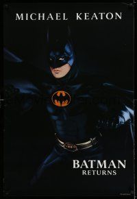 7r069 BATMAN RETURNS undated teaser 1sh '92 cool image of Michael Keaton as caped crusader!