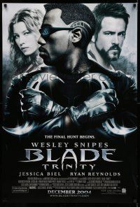 7r085 BLADE TRINITY advance DS 1sh '04 Wesley Snipes, toughguy Ryan Reynolds, Jessica Biel!