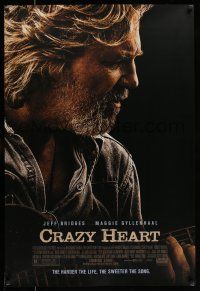 7r146 CRAZY HEART advance DS 1sh '09 great image of country music singer Jeff Bridges!