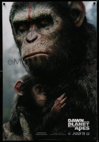 7r162 DAWN OF THE PLANET OF THE APES style B teaser DS 1sh '14 close-up of Caesar w/ his son!