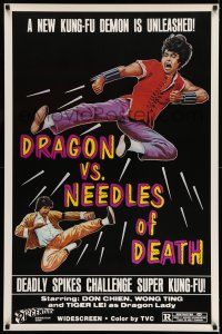 7r181 DRAGON VS NEEDLES OF DEATH 1sh R81 martial arts artwork, a new kung-fu demon is unleashed!