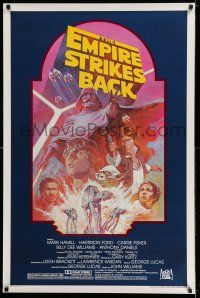 7r194 EMPIRE STRIKES BACK 1sh R82 George Lucas sci-fi classic, cool artwork by Tom Jung!