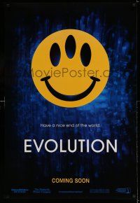 7r207 EVOLUTION int'l teaser DS 1sh '01 David Duchovny, great three-eyed smiley face!
