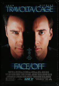 7r215 FACE/OFF advance DS 1sh '97 John Travolta and Nicholas Cage switch faces, John Woo sci-fi!