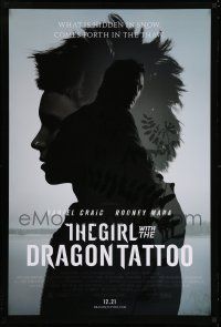 7r273 GIRL WITH THE DRAGON TATTOO advance DS 1sh '11 Daniel Craig, sexy Rooney Mara!