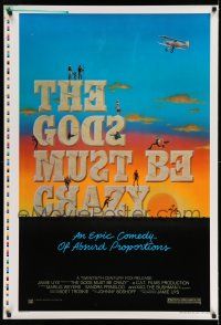 7r007 GODS MUST BE CRAZY printer's test 1sh R84 wacky Jamie Uys comedy about African tribe,Waite art