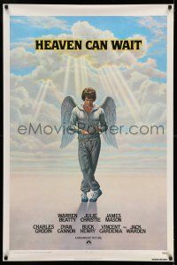 7r312 HEAVEN CAN WAIT int'l 1sh '78 Lettick art of angel Warren Beatty wearing sweats, football!
