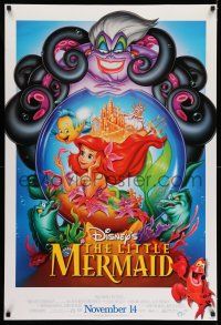 7r431 LITTLE MERMAID advance DS 1sh R97 great image of whole cast, Disney underwater cartoon!