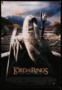 7r446 LORD OF THE RINGS: THE TWO TOWERS int'l DS 1sh '02 image of Christopher Lee as Saruman!