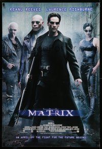 7r004 MATRIX advance 1sh '99 Keanu Reeves, Carrie-Anne Moss, Fishburne, Wachowskis!