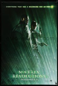 7r475 MATRIX REVOLUTIONS teaser DS 1sh '03 Laurence Fishburne & sexy Carrie-Anne Moss!