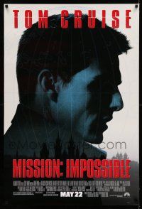 7r489 MISSION IMPOSSIBLE advance 1sh '96 cool silhouette of Tom Cruise, Brian De Palma directed!