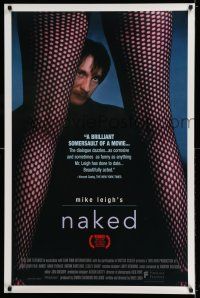 7r501 NAKED 1sh '93 Mike Leigh, English, image of sexy legs in fishnet stockings!