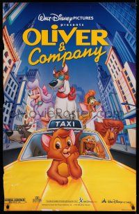 7r520 OLIVER & COMPANY DS 1sh R96 Disney cartoon cats & dogs in New York City!