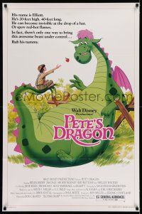 7r536 PETE'S DRAGON 1sh R84 Walt Disney, colorful art of cast headshots & dragon by Paul Wenzel!