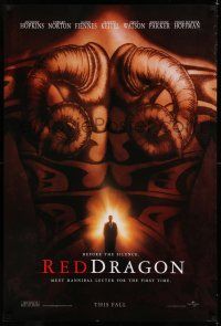 7r594 RED DRAGON teaser DS 1sh '02 Anthony Hopkins, Edward Norton, cool tattoo image!