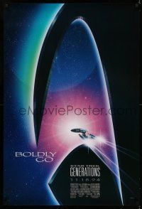 7r700 STAR TREK: GENERATIONS advance 1sh '94 cool sci-fi art of the Enterprise, Boldly Go!
