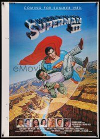 7r012 SUPERMAN III printer's test advance 1sh '83 art of Reeve flying with Richard Pryor by Salk!