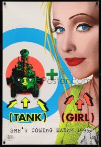 7r728 TANK GIRL teaser 1sh '95 Lori Petty, based on the comic strip, cool blacklight design!