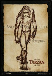 7r730 TARZAN June sketch style teaser DS 1sh '99 Walt Disney, from Edgar Rice Burroughs!