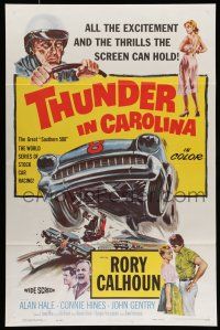 7r747 THUNDER IN CAROLINA 1sh '60 Rory Calhoun, artwork of the World Series of stock car racing!