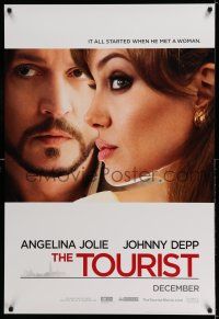 7r766 TOURIST teaser DS 1sh '10 von Donnersmarck, cool image of Johnny Depp & Angelina Jolie!