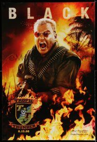7r774 TROPIC THUNDER teaser DS 1sh '08 great image of Jack Black with machine gun!
