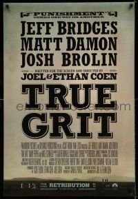 7r776 TRUE GRIT advance DS 1sh '10 Jeff Bridges, Matt Damon, cool wanted poster design!