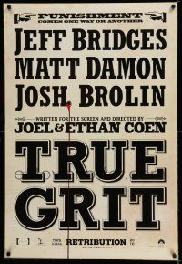 7r777 TRUE GRIT teaser DS 1sh '10 Jeff Bridges, Matt Damon, cool wanted poster design!