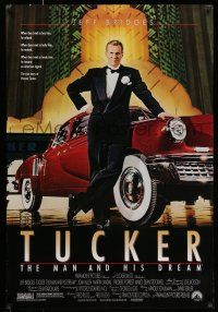 7r782 TUCKER: THE MAN & HIS DREAM 1sh '88 Francis Ford Coppola, Jeff Bridges in tux w/car!